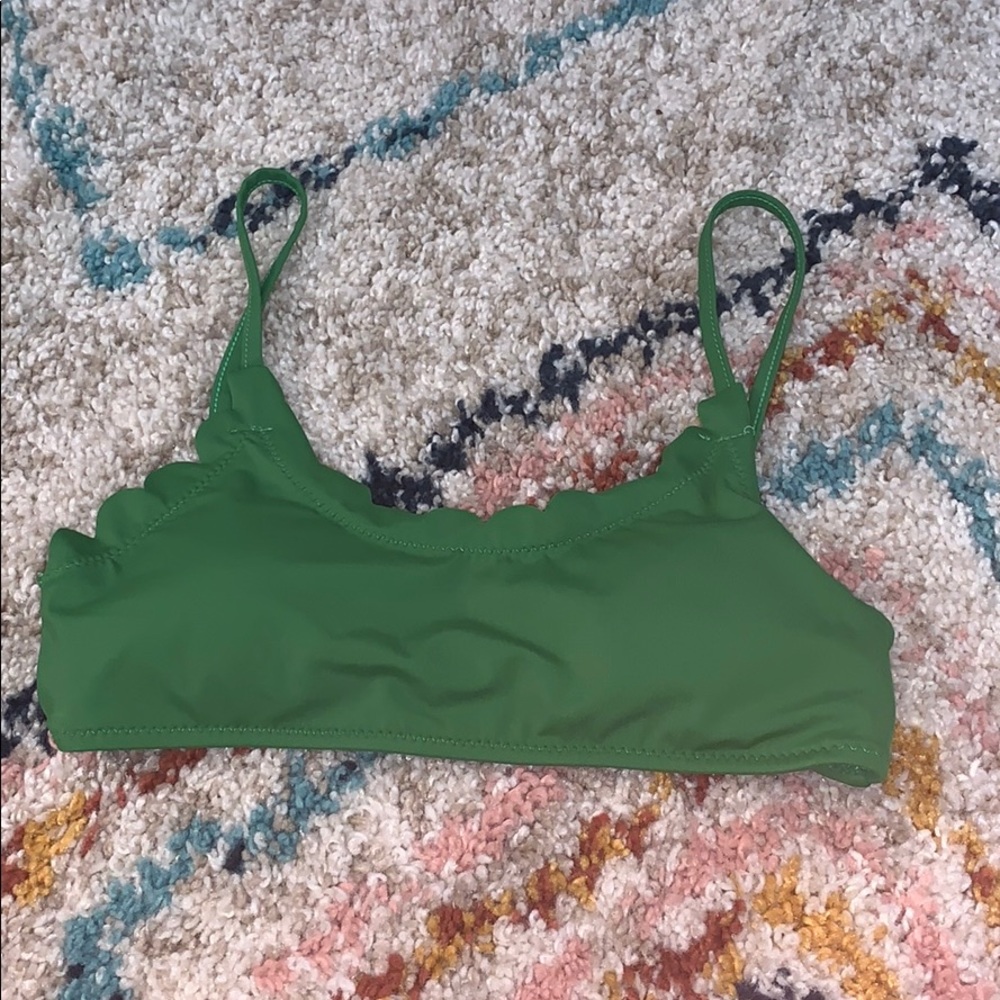 Green scalloped bathing suit top